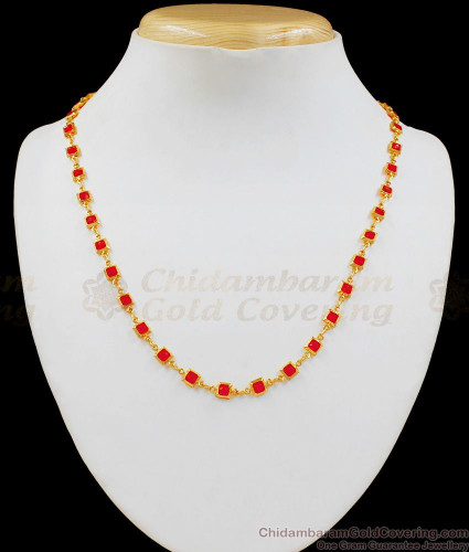 Gold chain clearance with red stone